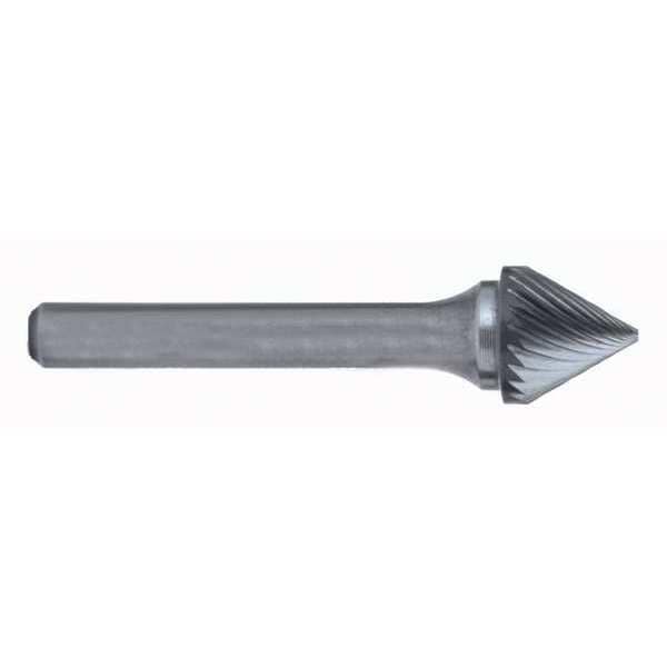 Cle-Line 15.88mmx6mm Hardened Steel Shank Standard Cut Carbide SK-6 Cle-Line 1857 90 Degree Included Angle Bur - C17767
