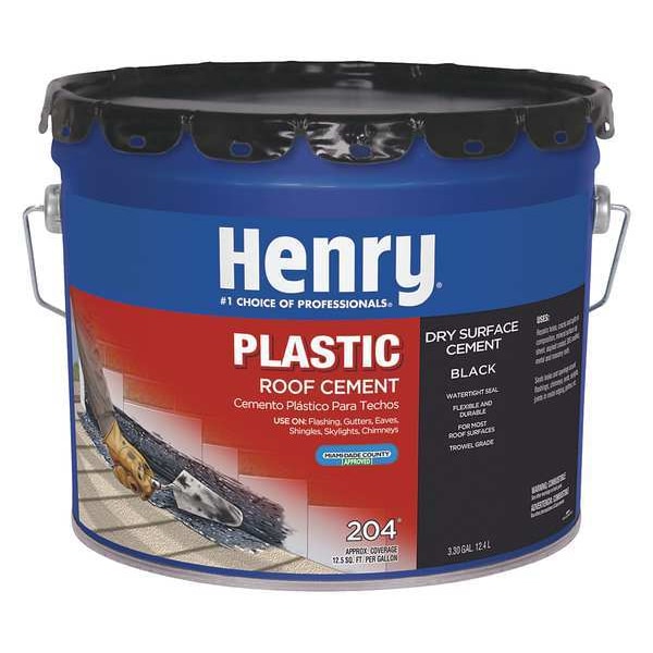 Henry Plastic Roof Cement, 3.5 gal, Pail, Black - HE204061