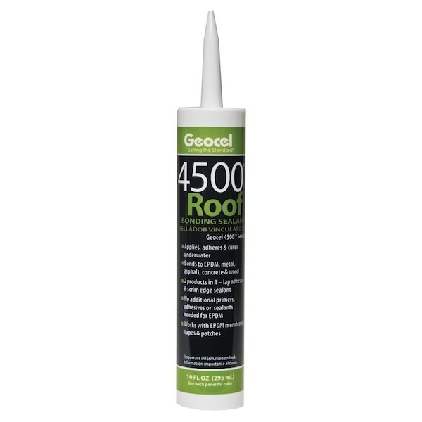 Geocel 4500 Series Roof Bonding Sealant, Black, Liquid, 10 oz Cartridge - 55103