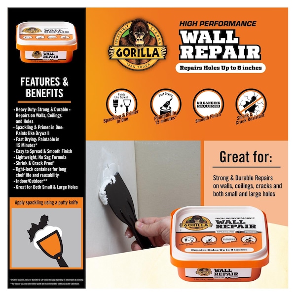 Gorilla Glue Gorilla Wall Repair Wall Repair Kit - 107054