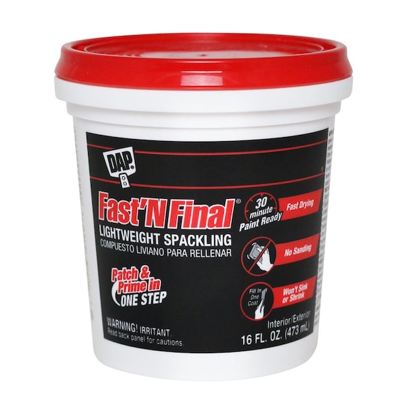 Dap DAP Fast 'N Final Ready to Use White Lightweight Spackling Compound 16 oz - 7079812141