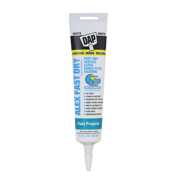 Alex Fast Dry Acrylic Latex Caulk Plus Silicone 5.5 FL OZ White - 7079818408