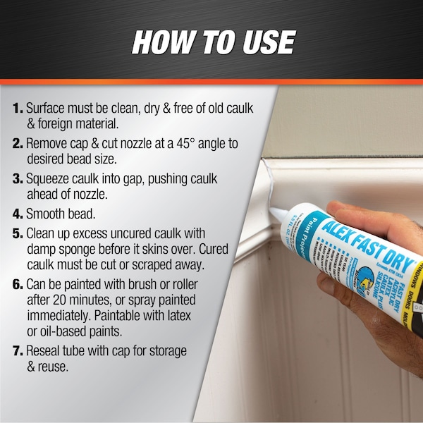 Alex Fast Dry Acrylic Latex Caulk Plus Silicone 5.5 FL OZ White - 7079818408