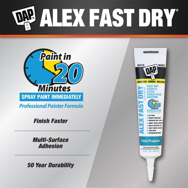 Alex Fast Dry Acrylic Latex Caulk Plus Silicone 5.5 FL OZ White - 7079818408