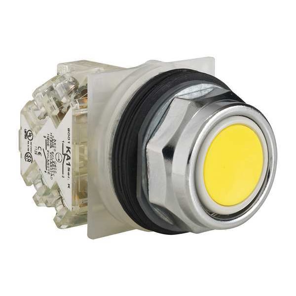 Botón pulsador no iluminado Schneider Electric, 30 mm, 1NA/1NC, Amarillo - 9001KR1YH13