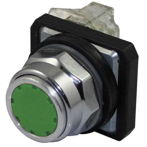 Botón pulsador no iluminado de Dayton, 30 mm, 1NA/1NC, verde - 30G438