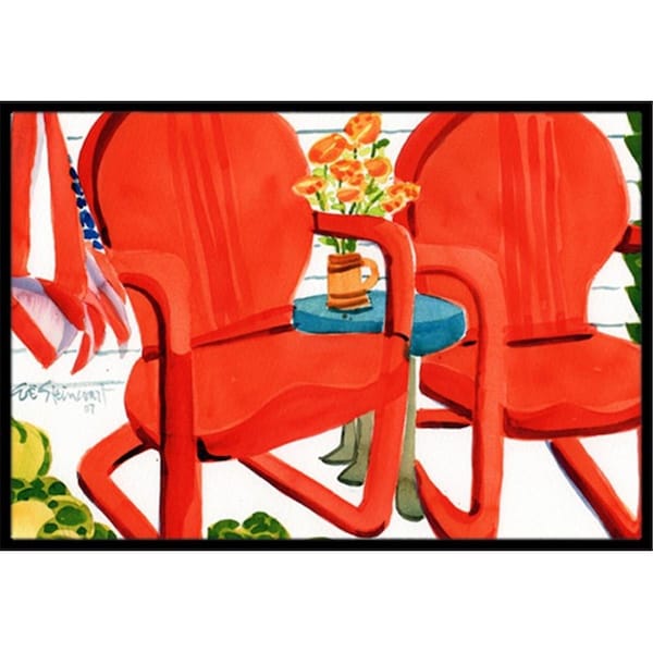 Carolines Treasures Red Chairs Patio View Indoor or Outdoor Mat- 24 x 36 in. - 6140JMAT