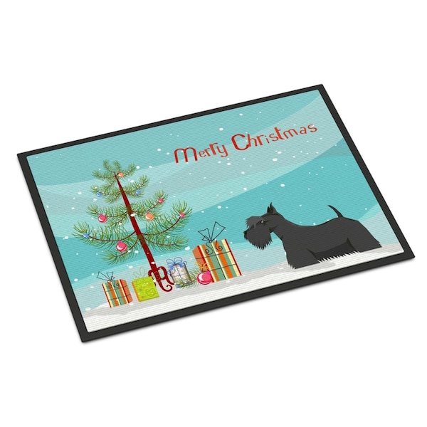 Carolines Treasures 18 x 27 in. Scottish Terrier Christmas Tree Indoor or Outdoor Mat - CK3560MAT