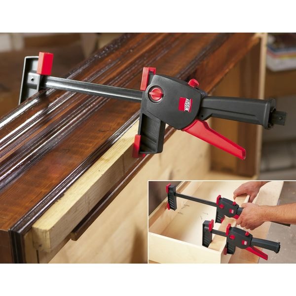 Bessey 18" Bar Clamp, High Impact Plastic Resin Handle and 3 1/4 in Throat Depth - DUO45-8