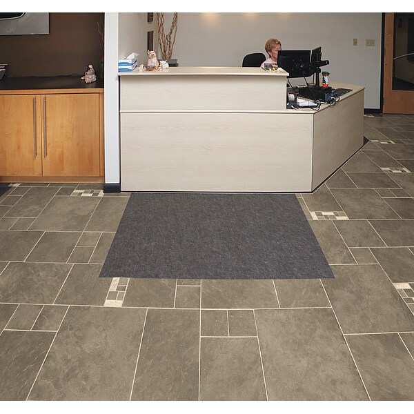 Pig Entrance Mat, Polypropylene, 1/8 in Thick, Gray, 3 ft W x 5 ft L - GRP36209-GY