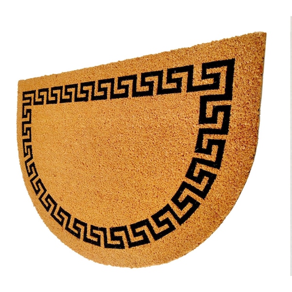 First Concept First Concept 24 in. W X 36 in. L Black/Brown Greek Key Coir Door Mat - FC-72019