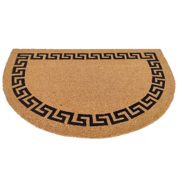 First Concept First Concept 24 in. W X 36 in. L Black/Brown Greek Key Coir Door Mat - FC-72019