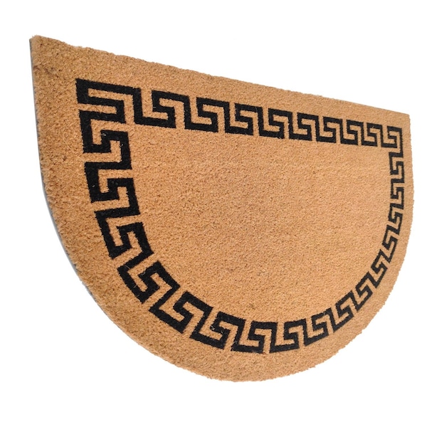 First Concept First Concept 24 in. W X 36 in. L Black/Brown Greek Key Coir Door Mat - FC-72019