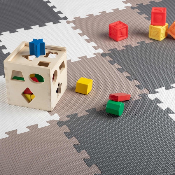 Stalwart Foam Floor Tiles - 20sqft Soft Baby Play Mat - Interlocking Puzzle Mat by Neutral - 75-6407