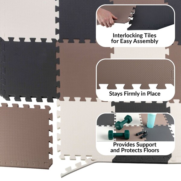Stalwart Foam Floor Tiles - 20sqft Soft Baby Play Mat - Interlocking Puzzle Mat by Neutral - 75-6407