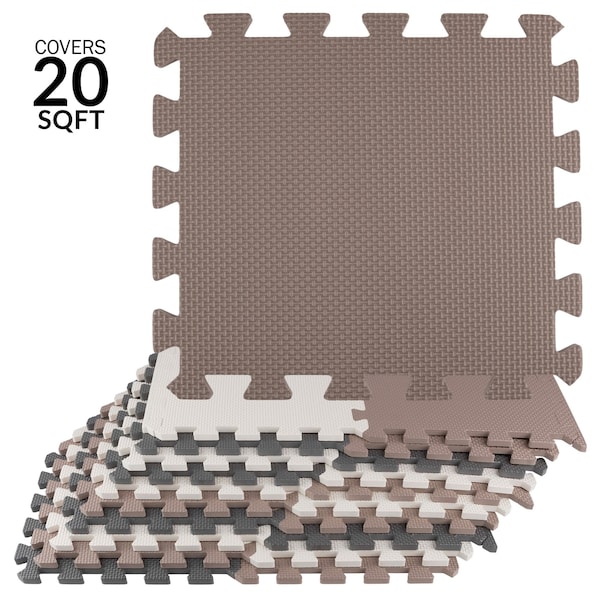 Stalwart Foam Floor Tiles - 20sqft Soft Baby Play Mat - Interlocking Puzzle Mat by Neutral - 75-6407