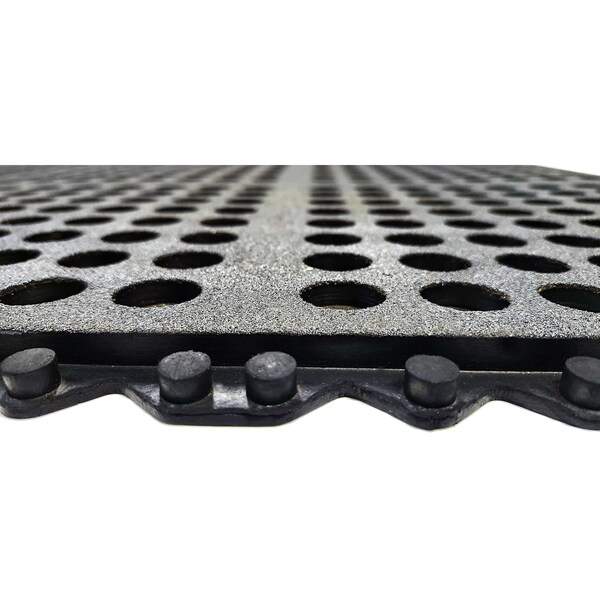 Rhino Mats E-Series Drainage Mat, Rubber, Drainage Holes, 3 ft W x 3 ft L, Black - E3-3636B