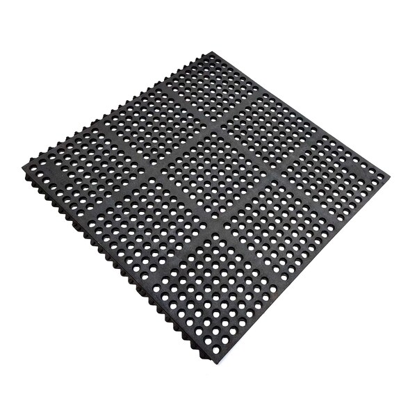 Rhino Mats E-Series Drainage Mat, Rubber, Drainage Holes, 3 ft W x 3 ft L, Black - E3-3636B