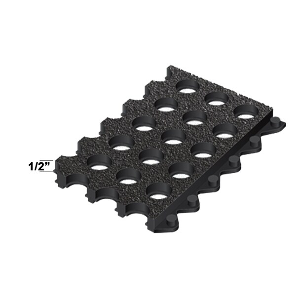 Rhino Mats E-Series Drainage Mat, Rubber, Drainage Holes, 3 ft W x 3 ft L, Black - E3-3636B