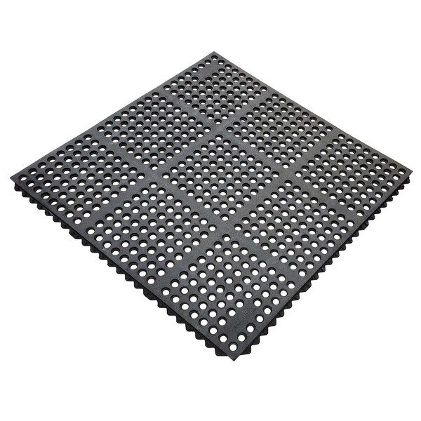 Rhino Mats E-Series Drainage Mat, Rubber, Drainage Holes, 3 ft W x 3 ft L, Black - E3-3636B