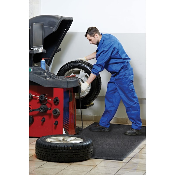 Genuine Joe Antifatigue Mat, 10 ft. L x 36" W, 0.38" Thickness, Textured, Black - GJO70371