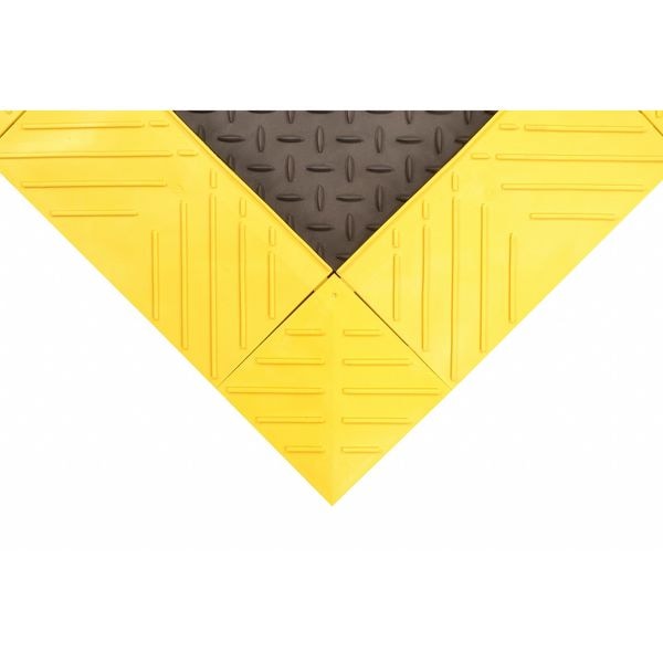 Notrax Antifatigue Mat, 120" L x 3 ft. W, 1" Thickness, PVC, Diamond, Black/Yellow - 621S0310BY