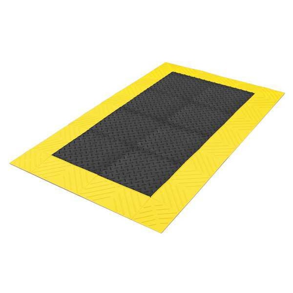 Notrax Antifatigue Mat, 120" L x 3 ft. W, 1" Thickness, PVC, Diamond, Black/Yellow - 621S0310BY