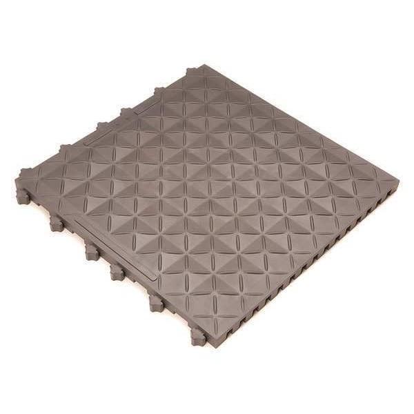 Ergo Advantage Safe-Flex Interlocking Antifatigue Mat Tile, PVC, 18 in W x 18 in L, 1 in Thick, 10 PK - A1-GRY