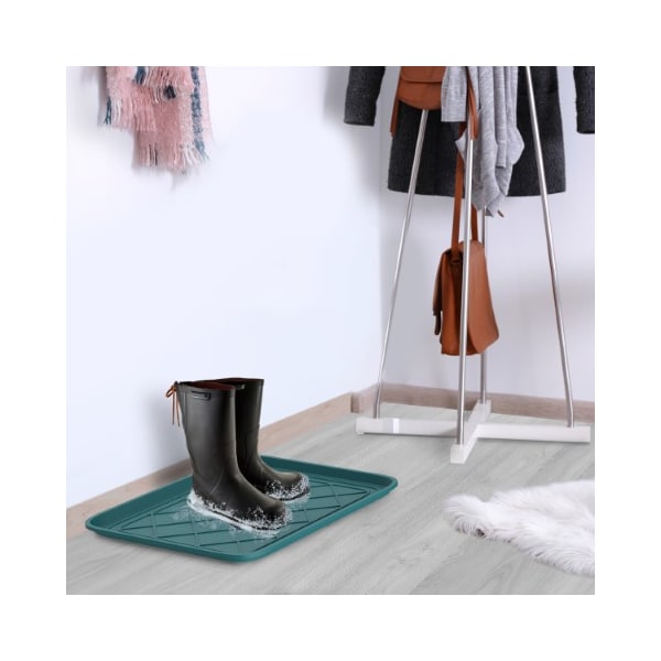 Fleming Supply All Weather Boot Tray Water Resistant Plastic Shoe Mat for Indoor and Outdoor Use, (Teal, Small) - 620971KJO