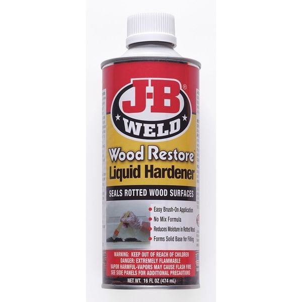 J-B Weld Liquid Hardener, 1 pt, Bottle, Clear to Amber, Wood Restore - 40001