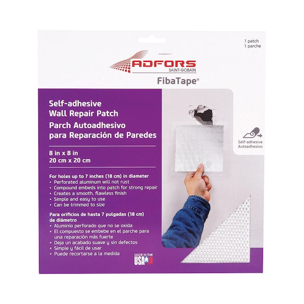 Adfors Saint-Gobain ADFORS FibaTape 8 in. L X 8 in. W Fiberglass Mesh White Self Adhesive Wall Repair Patch - FDW6714-U