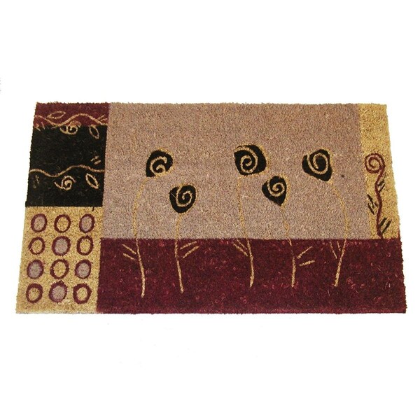 Dare2Decor 18 x 30 in. PVC Backed Coir Bleach Stenciled Floral Art Geo Flowers Doormat - DA642411