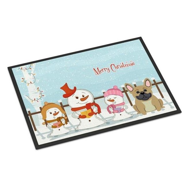 Carolines Treasures Carolines Treasures BB2341MAT Merry Christmas Carolers French Bulldog Cream Indoor or Outdoor Mat; 18 x 0.25 x 27 in. - BB2341MAT