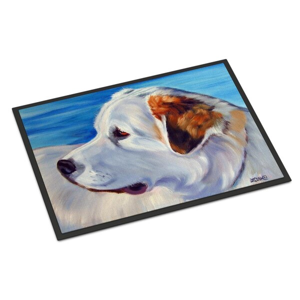 Carolines Treasures 24 x 36 in. Great Pyrenees at the Beach Indoor or Outdoor Mat - 7417JMAT
