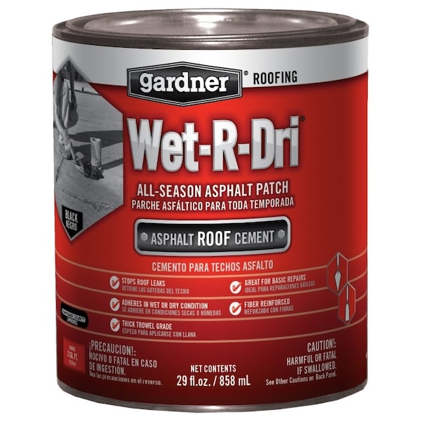 Gardner WET-R-DRI Series 0378-GA Roof Cement, 1 qt - 6230-9-14