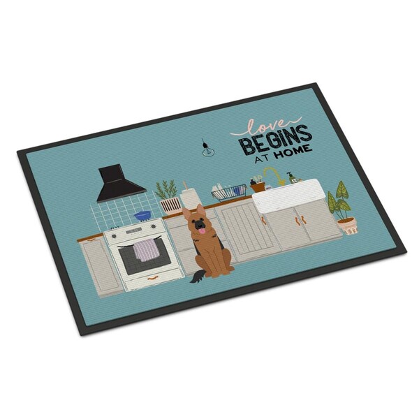 Carolines Treasures 18 x 27 in. German Shepherd Kitchen Scene Indoor or Outdoor Mat - CK7771MAT