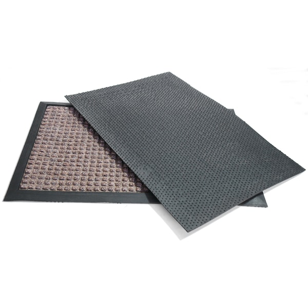 Rubber-Cal Nottingham Rubber Backed Carpet Mat, 4X6, Polypropylene, 1/8 in Thick, Tan - 03-198
