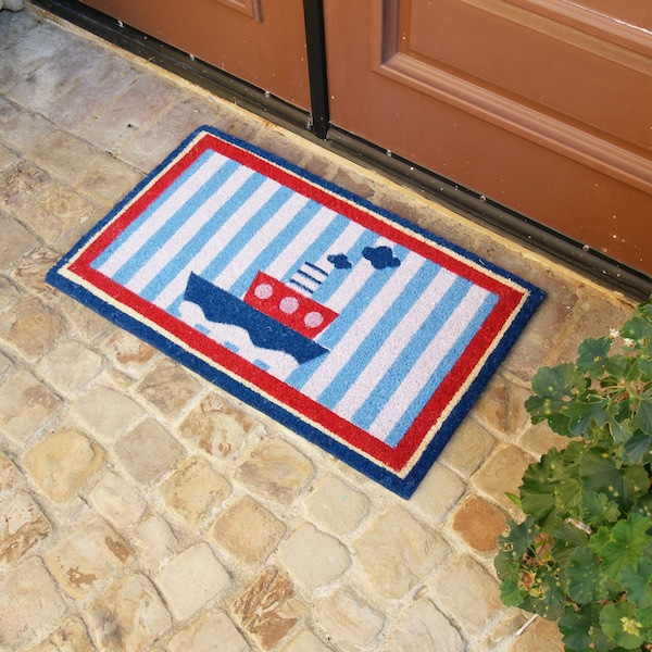 Rubber-Cal Welcome Aboard Mat! Nautical Doormat, 18 by 30-Inch - 10-106-049