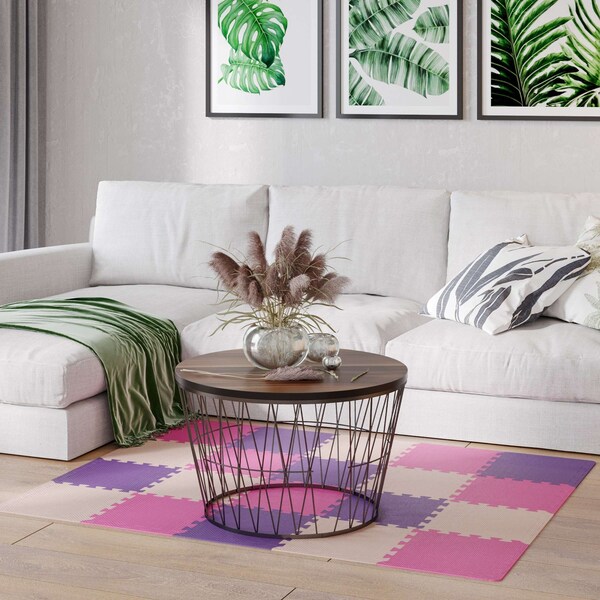 Stalwart Foam Floor Tiles - 20sqft Soft Baby Play Mat - Interlocking Puzzle Mat by Pink - 75-6409