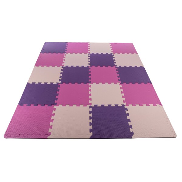Stalwart Foam Floor Tiles - 20sqft Soft Baby Play Mat - Interlocking Puzzle Mat by Pink - 75-6409