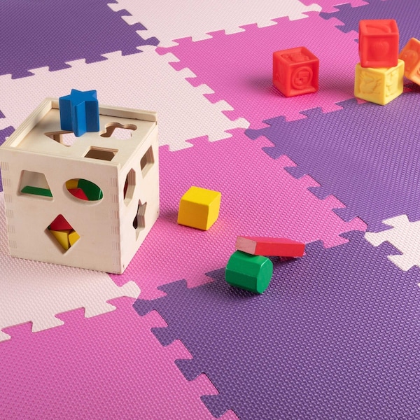 Stalwart Foam Floor Tiles - 20sqft Soft Baby Play Mat - Interlocking Puzzle Mat by Pink - 75-6409