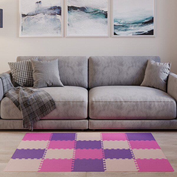 Stalwart Foam Floor Tiles - 20sqft Soft Baby Play Mat - Interlocking Puzzle Mat by Pink - 75-6409