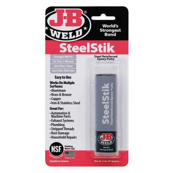 J-B Weld Putty, 2 oz Container Size, Stick, SteelStik, Dark Gray - 8267-S