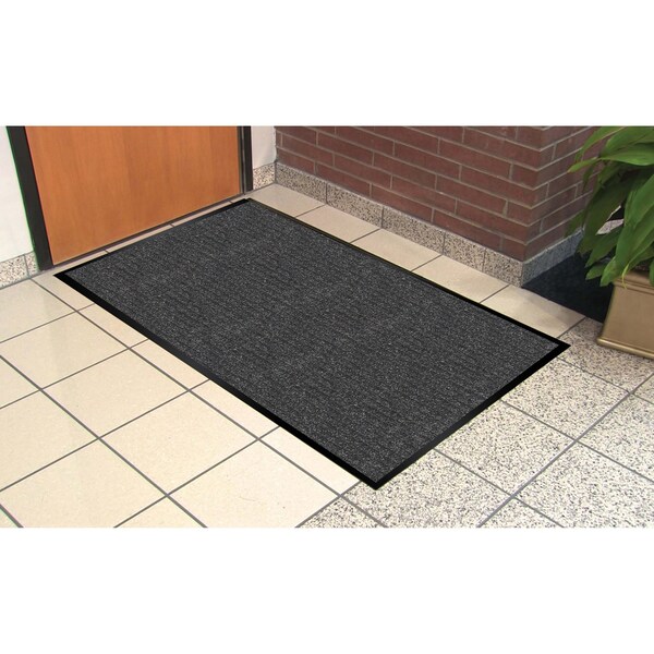 Genuine Joe Dual-Rib Indoor Wiper Mats, Charcoal (or Charcoal Gray), 36" W x 60" L - GJO55351