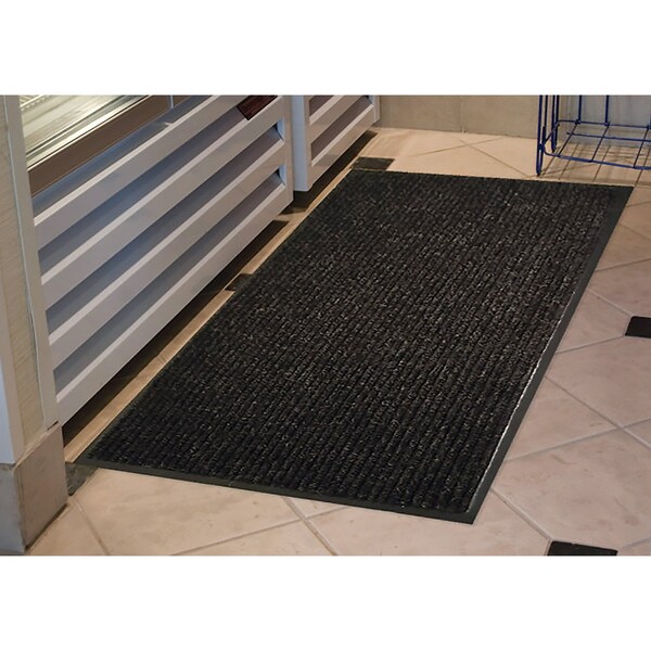 Genuine Joe Dual-Rib Indoor Wiper Mats, Charcoal (or Charcoal Gray), 36" W x 60" L - GJO55351