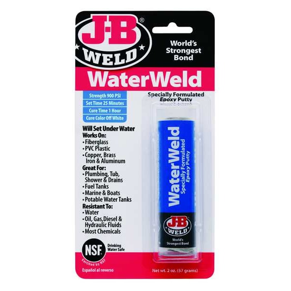 J-B Weld Epoxy Putty, WaterWeld, Marine Repair, 2 ox, Stick, White - 8277