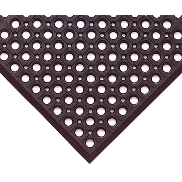 Wearwell Drainage Mat, Rubber, Drainage Holes, 3 ft. W x 5 ft. L, Black - 474