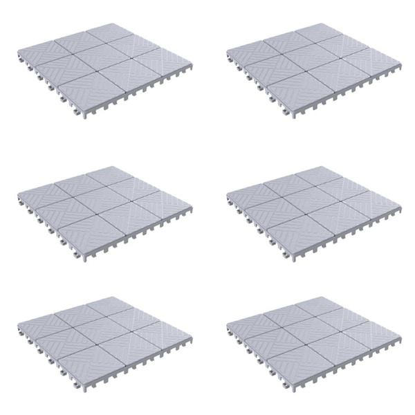 Standalone Patio & Deck Tiles-Interlocking Eco-Friendly Outdoor Flooring Pavers - Grey - Set of 6 - ST3239773