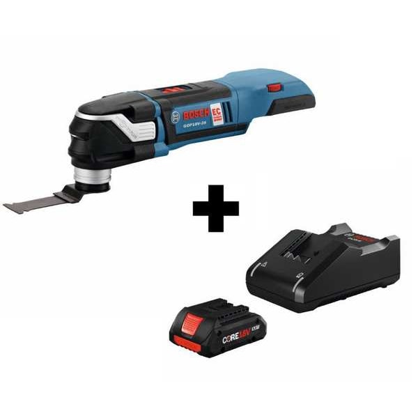 Bosch Cordless Oscillating Tool, 18V, Electric Cordless, 2.8 Degrees Oscillation Angle - GOP18V-28N + GXS18V-15N15
