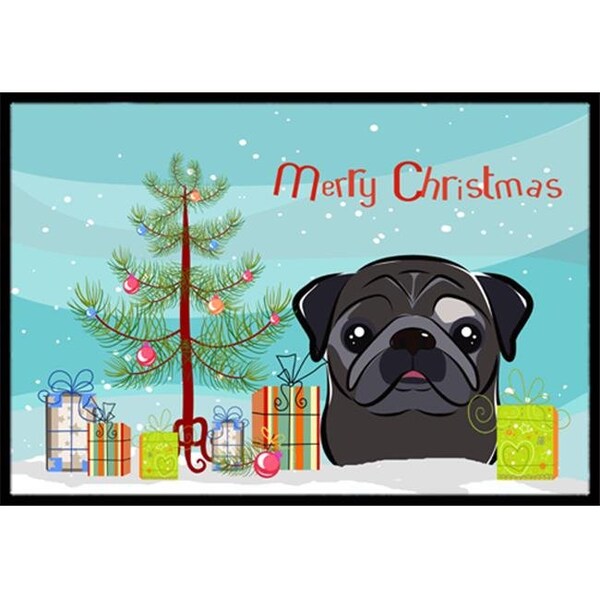 Carolines Treasures Carolines Treasures BB1635JMAT Christmas Tree & Black Pug Indoor or Outdoor Mat; 24 x 36 - BB1635JMAT
